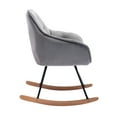 thumbnail image 5 of Nursing Glider Rocking Chair, Velvet Upholstered Accent Chair Rocker Chair with High Backrest & Armrest, Mid Century Modern Wood Armchair Single Sofa Chair for Living Room Bedroom Nursery, Gray, 5 of 7