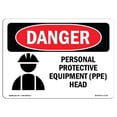 thumbnail image 1 of SignMission OS-DS-A-1218-L-1733 12 x 18 Po Signe de Danger OSHA - Tête d'Équipement de Protection Individuelle, 1 of 1