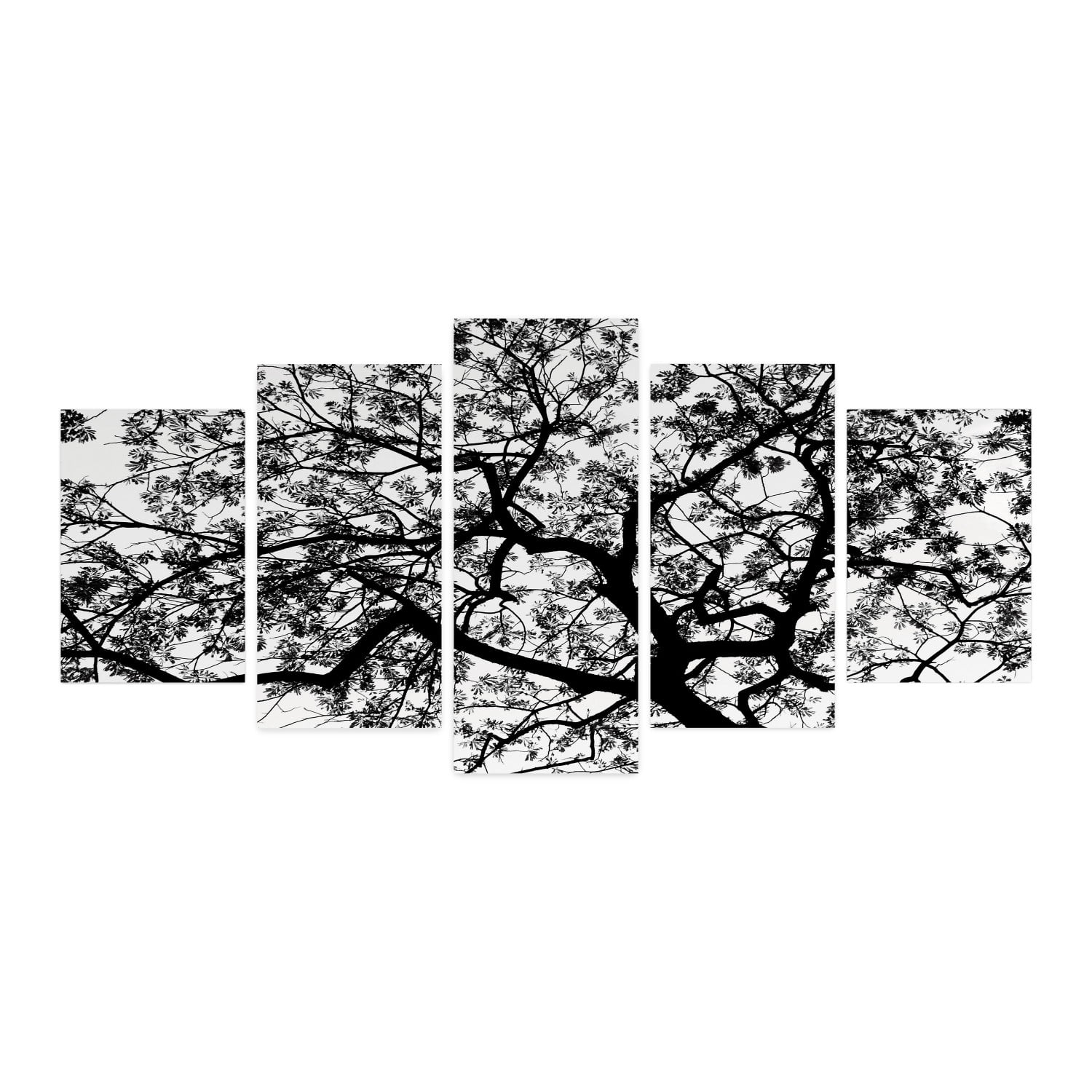 Forest 5 Panels Acrylic Glass Wall Art, Forest Tree Branches Modern