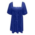 thumbnail image 6 of IROINNID Sales Sequin Dress for Women Party Holiday Night Solid Sequin Party Dance Short-Sleeved Dress Sequin Dress,Blue, 6 of 6
