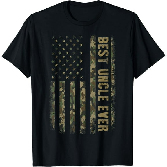 Best Uncle Ever Camouflage American Flag Father's Day T-Shirt