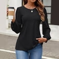 thumbnail image 3 of Womens Long Sleeve Eyelet Tops - Crew Neck, Fall Casual Blouses - Solid Color, Loose Fit, Breathable Fabric - S-XXL Sizes, 3 of 8