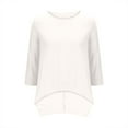 thumbnail image 6 of Vekome Womens Pullover Tops 3/4 Sleeve Plus Size Shirts Loose Round Neck Casual Tee Shirts Linen Solid Color Summer Clothes, 6 of 8