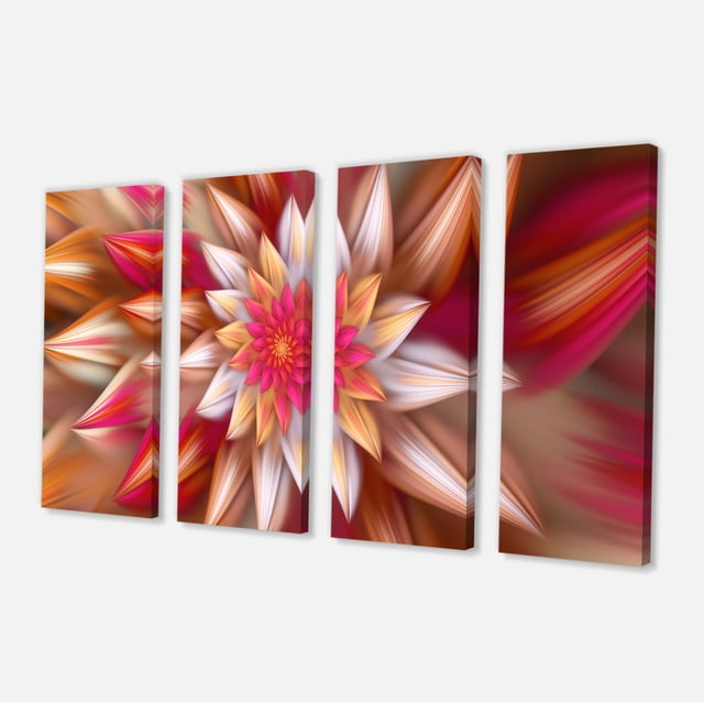Designart - Huge Red Fractal Flower - Floral Canvas Art Print