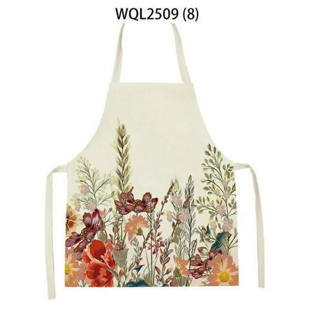 

Fresh Simple Floral Pattern Linen Sleeveless Hand Rub Waist Apron Adult Home Decoration Kitchen Cleaning Tools Tablier Cuisine