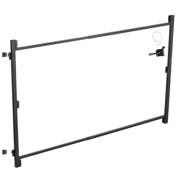 60" to 96" Expandable Gate Kit for 4-5 ft Tall Fences, Heavy Duty Metal Walk Through Pet Gate, Black