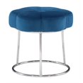thumbnail image 2 of Linon Tabouret de Coiffeuse Rembourré en Forme de Fleur avec Base Argentée en Velours Bleu Marine, 2 of 16