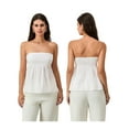 thumbnail image 2 of Rdhnmea Women Peplum Strapless Tube Top Pleated Solid Flowy Bandeau Tank Tops Y2K Sleeveless Smocked Back Summer Tube Tops Party Clubwear Streetwear, 2 of 9