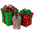 thumbnail image 2 of Northlight Lighted Gift Wrapped Presents Outdoor Yard Christmas Decoration - 13" - Set of 3, 2 of 6