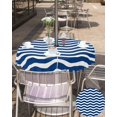 thumbnail image 3 of Outdoor Tablecloth with Umbrella Hole and Zipper 60R Navy Blue Ripples Stripes Table Cover for Round Tables Waterproof Tabletop Collection for Patio Garden Picnic Camping, 3 of 4
