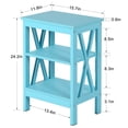 thumbnail image 3 of VECELO Set of 2 Nightstand with 3-Tier Shelves, X-Shaped Sofa Side End Table for Bedroom/Living Room/Office, Light Blue, 3 of 8