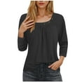 thumbnail image 2 of Mrasaso Deals Of The Day,Women Polyester Top,Women's Fashion 3/4 Sleeved Blouse T-shirt Casual Top,Easygoing and Chic for Casual DaysBlack XL, 2 of 9