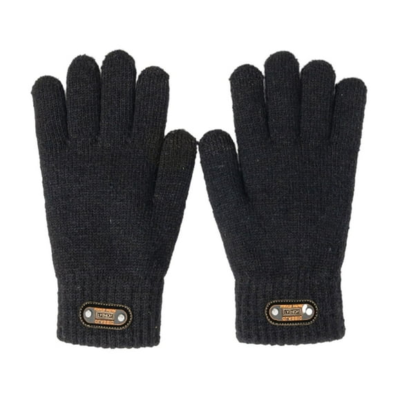 vnanda Weather Gloves Men Winter Cycling Gloves Windproof Knitted Thick Elastic Anti slip Soft Five Fingers Solid Color Thickened Warm Gloves 1