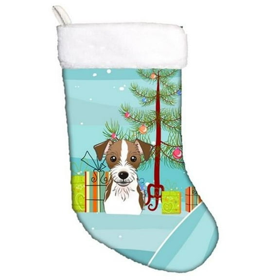Christmas Tree & Jack Russell Terrier Christmas Stocking, 18 x 0.25 x 11 in.