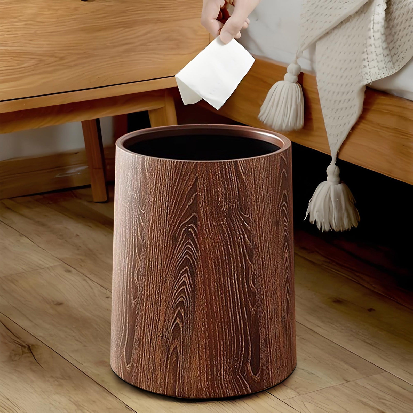Kitchen Trash Can, Step-On Garbage Can with Lid, Tall Kitchen & Bathroom Trash Can, Small Office Waste Bin, Brown - Xuniizn