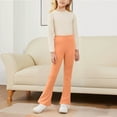 thumbnail image 4 of SGFCWSX Girls Fleece Leggings Fall Workout Pants Kids Flared Warm Legging Pants Orange Size 12-13 Years, 4 of 6