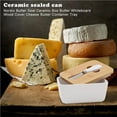 thumbnail image 4 of Maoww Butter Sealing Box Ceramic Butter Plate Wooden Lid and Cheese Storage Tray Butter Dish Container Box, 4 of 6