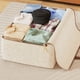 thumbnail image 1 of Bolsa de almacenamiento extragrande y resistente | Asas reforzadas y doble cremallera | Algodón grueso | Organizador de ropa | Impermeable, plegable y ahorra espacio | 60 x 45 x 30 cm, beige, 1 of 7