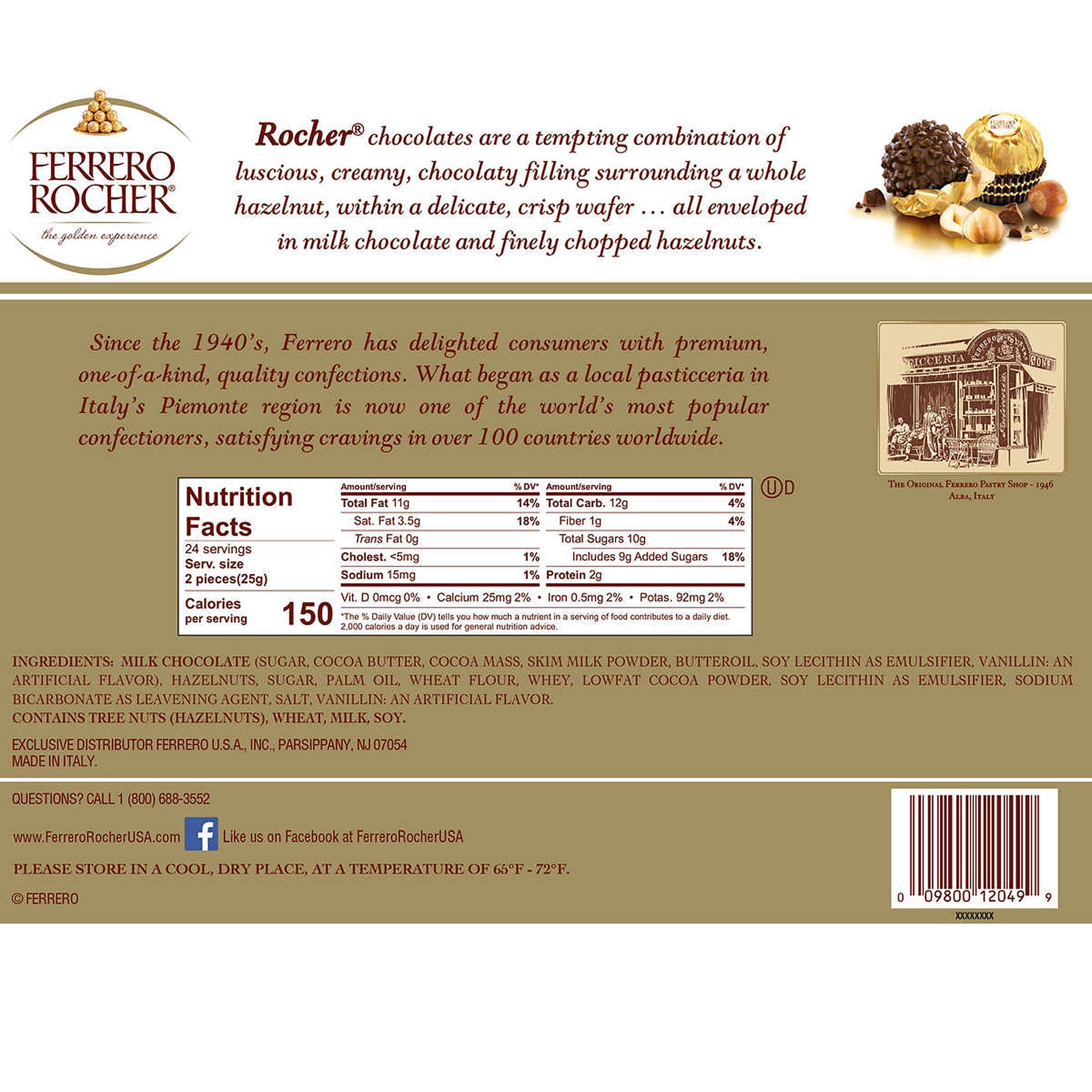 ferrero rocher nutrition