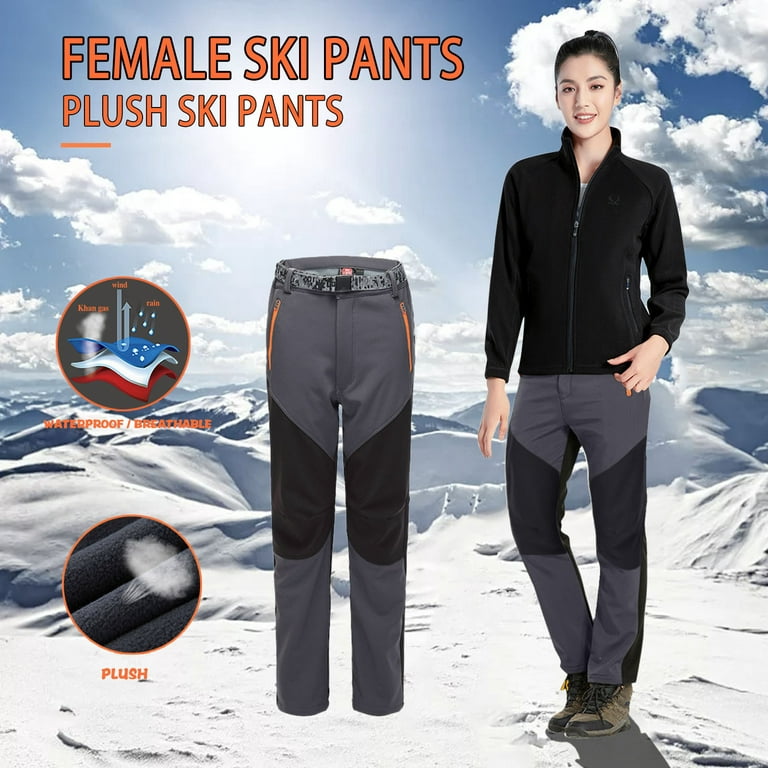 KaLI_store Work Pants for Women Women's Lined Joggers High Waisted Thermal Winter  Pants Grey,M 