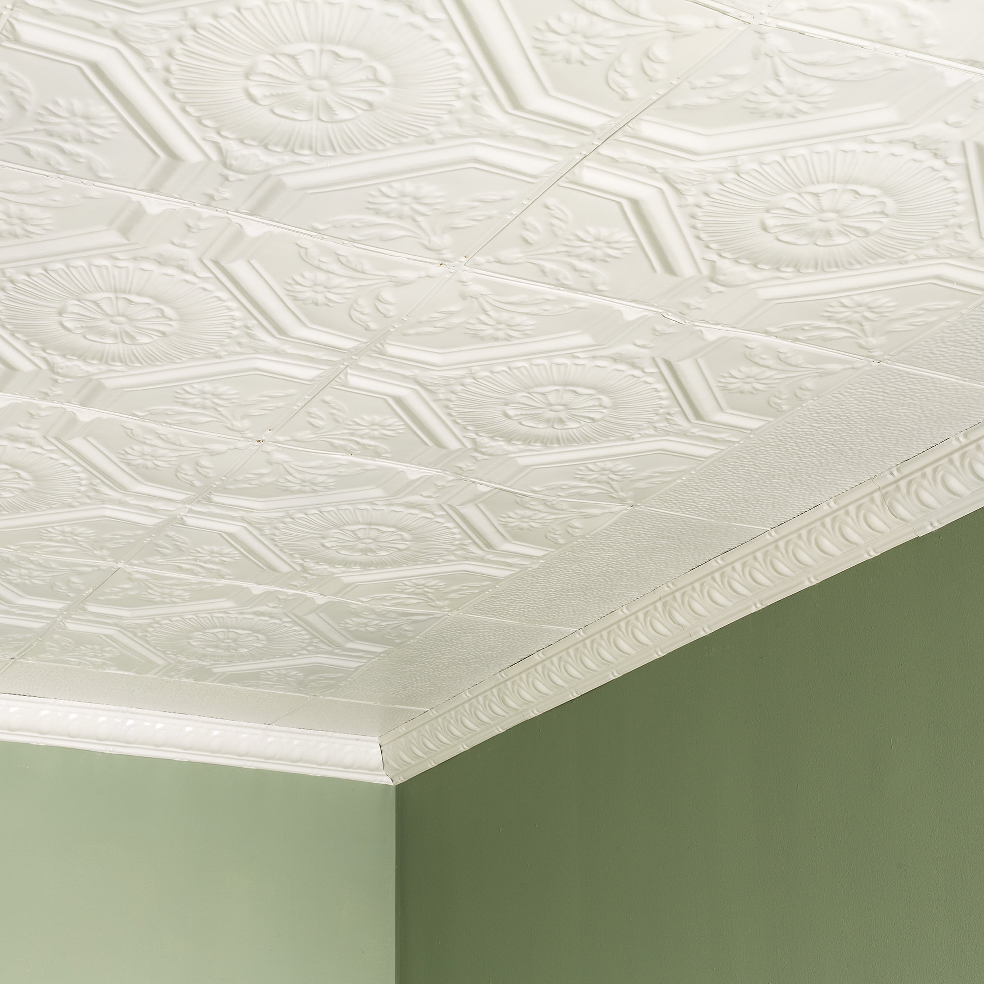 Great Lakes Tin Rochester Antique White Nail-Up Ceiling Tiles Easy to Install Package of Five 2ft x 2ft Panels Choose from 11 Styles Perfect for DIY and Home Renovation Projects