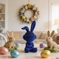 thumbnail image 6 of Easter Soft-Flocked Rabbit Sitting Ornament, 13.4" Creative Flocked Bunny Figurines, Realistic Flocking Rabbit Tabletop Mantel Decor, Spring Animal Decor For Living Room Entryway TV Stand, Blue, 6 of 8