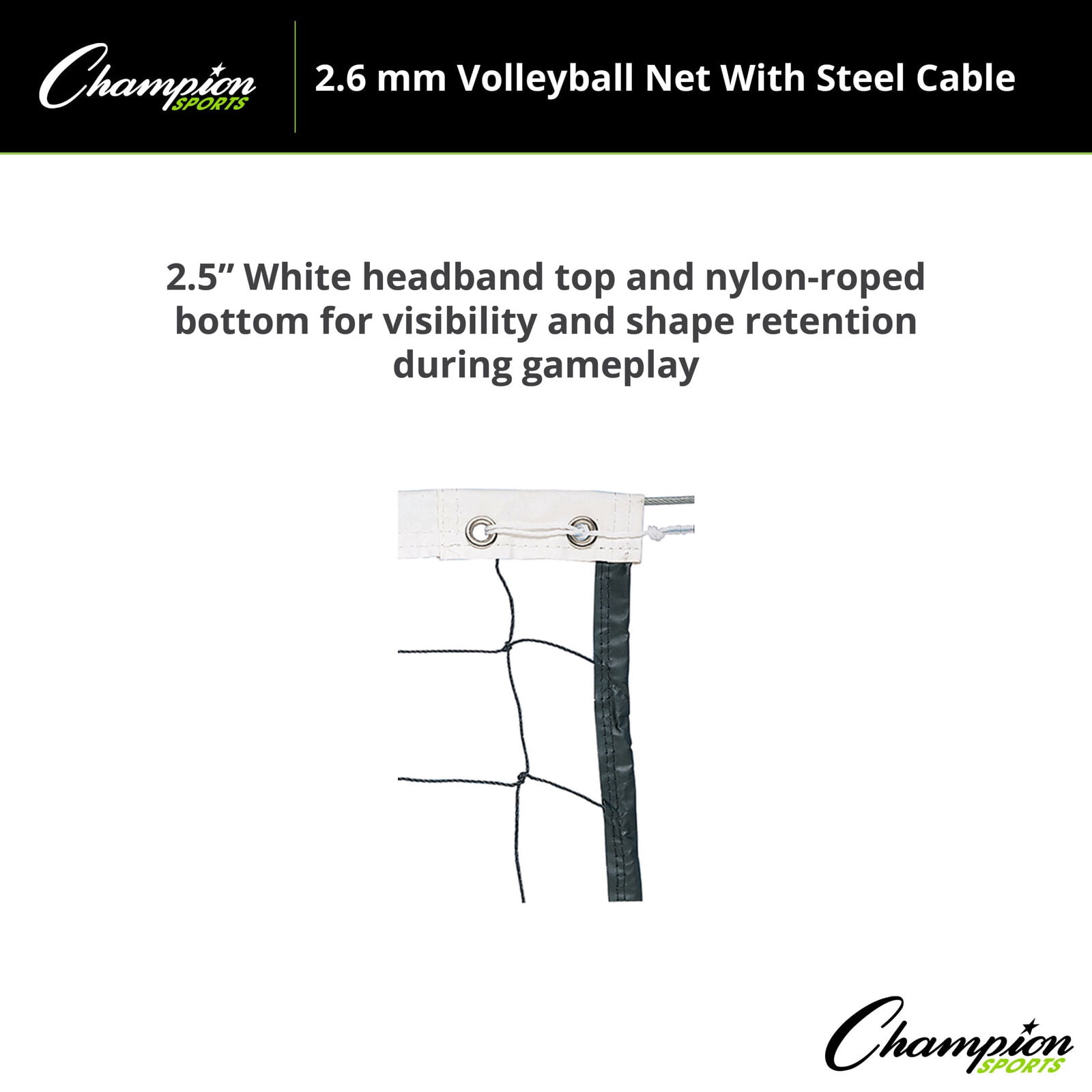 Champion Sports Braided Volleyball Nets, White, 32 x 3-Feet