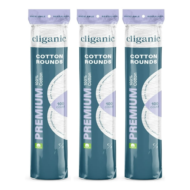 Cliganic Premium Cotton Rounds, Almohadillas de Algodón, 300 Unidades