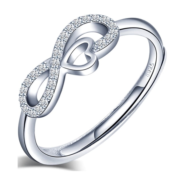 Anillo de plata 925, ajustable al infinito, elegante, joyería para mujer