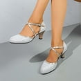 thumbnail image 6 of Women Dance Shoes 2.2" Ankle Strap Latin Dancing Heels Shining Glitter Stiletto Heels -Type H Silver US Size 8, 6 of 8