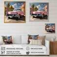 thumbnail image 4 of Designart "Nostalgic Pink Automotive Charm" Landscape Retro Floater Framed Wall Decor, 4 of 5