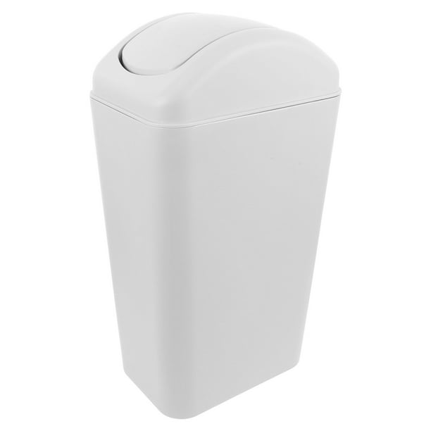 Cubo de basura delgado de plástico con tapa abatible - Contenedor de basura para espacios reducidos con tapa para baño, cocina, 8 l