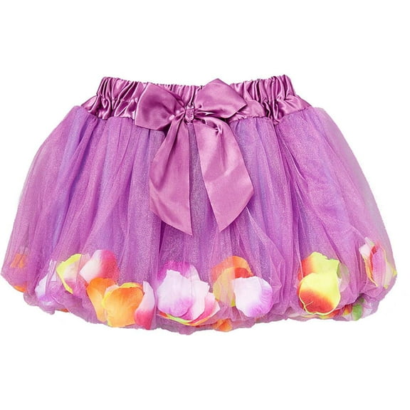 Wenchoice Girl's Purple & Yellow Petal Bubble Tutu - L(5T-6T)