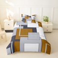 thumbnail image 2 of Homewish Patchwork Geometric Square Twin Duvet Cover,Aesthetic Artwork Twin Bedding,Yellow Gray,Black Reversible,2 Pieces,1 Duvet Cover and 1 Pillowcase, 2 of 6