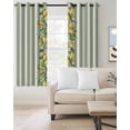 thumbnail image 2 of Sage Green Stripes Blackout Curtains, Light Blocking Print Window Curtains, Summer Spring Botanical Lemon Leaves Thermal Insulated Window Drapes for Living Room Kitchen Cafe 2 Panels, 84"W x 84"L, 2 of 9