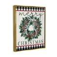 thumbnail image 3 of Stupell Industries Merry Christmas Tartan Wreath Graphic Art Metallic Gold Floating Framed Canvas Print Wall Art, Design by Elizabeth Tyndall, 3 of 6