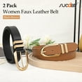 thumbnail image 5 of SUOSDEY Women's Leather Belts Ladies Casual Waist Belts for Jeans 2 Pack,Black+Brown Belt, 5 of 7