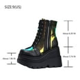 thumbnail image 4 of Women's Wedge Ankle Boots Halloween Fashion Chunky Heel Booties Lace up Buckle Goth Motorcycle Platform Boot Military Combat Boots, 4 of 7