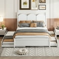 thumbnail image 4 of Harper & Bright Designs Queen Storage Bed with Twin XL Trundle, Wood Queen Size Platform Bed with 2 Storage Drawers, White, 4 of 17