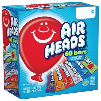 Airheads Candy Variety Gravity Feed Box, Individually Wrapped Assorted Fruit Bar, 0.55 oz, 60 Count