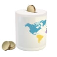thumbnail image 2 of Map Piggy Bank, Continents of the World in Different Colors Regions Lands Global International Theme, Ceramic Coin Bank Money Box for Cash Saving, 3.6" X 3.2", Multicolor, by Ambesonne, 2 of 4
