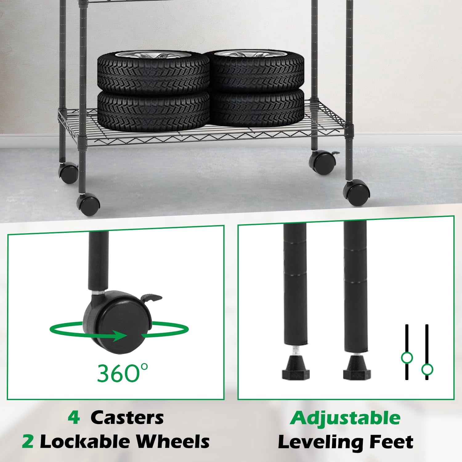 FDW Wire Shelving Unit Metal Shelf Organizer Heavy Duty Wire Rack Storage Unit Rack Utility for Bathroom Office Kitchen (Black, 14" D x 30" W x 60" H)