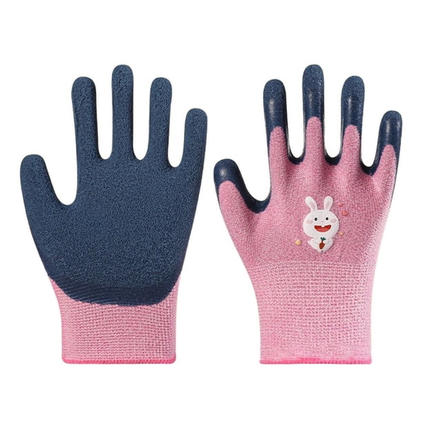 Guantes de trabajo de animales de dibujos animados para niños, multiusos, rosa, azul, amarillo, guantes de jardinería, resistentes al desgaste, Guantes Recubiertos de látex para acampar