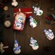 thumbnail image 4 of Adornos navideños de muñeco de nieve azul para árbol de Navidad, adornos navideños vintage, mini adornos navideños de arcilla polimérica para árbol de Navidad con colgante de muñeco de nieve, 4 of 5