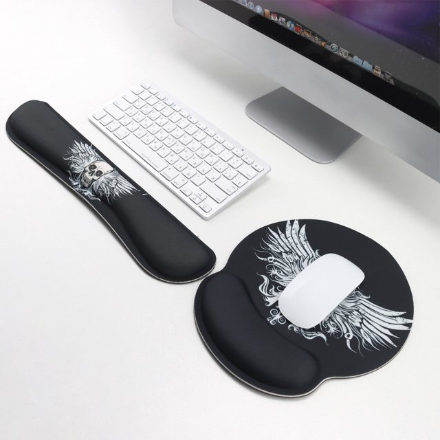 Juego De Alfombrillas De Ratón Con Reposamuñecas De Espuma Viscoelástica Ergonómica Para Aliviar El Dolor Cómodo Y Fácil De Escribir Alfombrilla Para Ordenador , Portátil , Juegos , Oficina