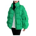 thumbnail image 2 of Njoeus Women's Fall Winter Long Sleeve Puffer Jacket Warm Cotton Jacket Pocket Down Coat with Stand Collar, 2 of 5