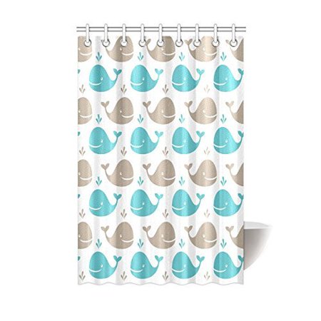 Pop Sea Animals Shower Curtain Decor Smiling Whale Cartoon