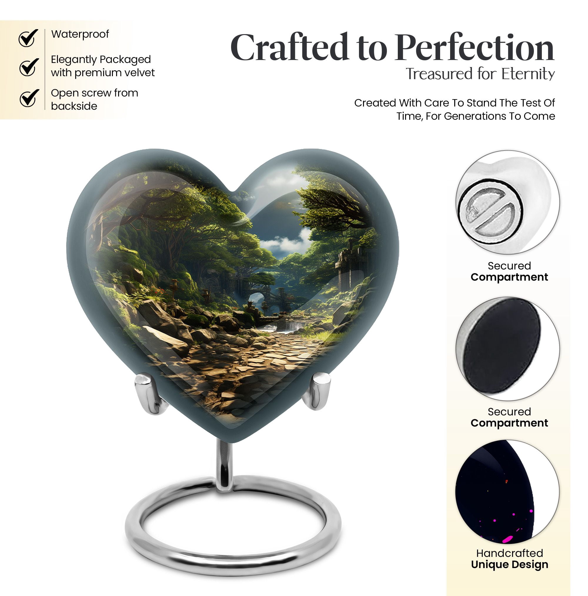 Cremation Black Forest Urns For Human Ashes Adult Mother - Memorial Large Urn For Human Ashes Adult Father - Funeral Gift For Decorative - 10Inch And 200Lbs Include Velvet Bag