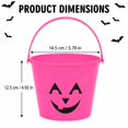 thumbnail image 3 of Halloween Limited！ Halloween Trick or Treat Bucket, Hot Pink Monster Face Plastic Candy Pail with Handle, Kids Halloween Candy Basket for Party Favors and Halloween Decorations, 3 of 4
