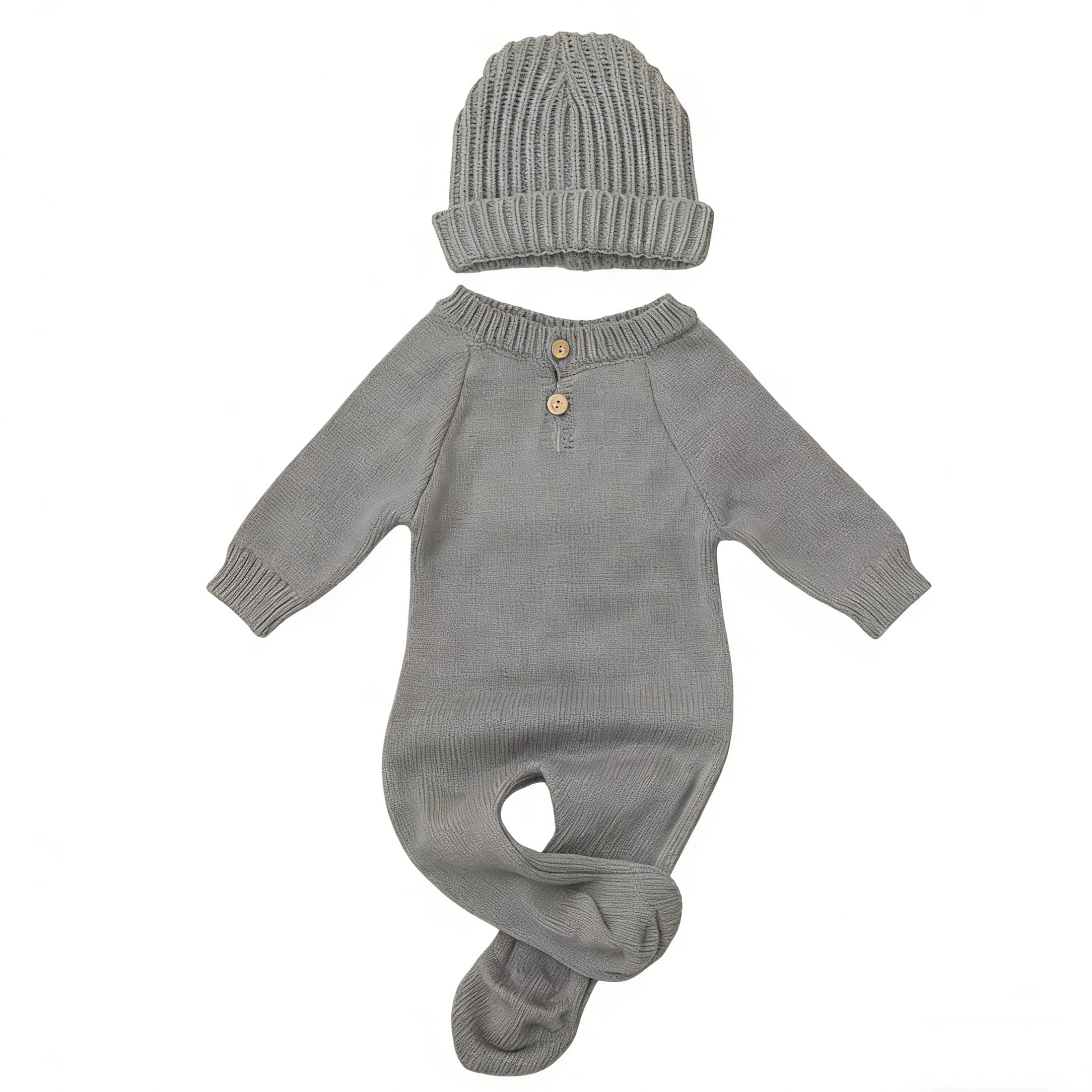 "Hello" Embroidery Knitting Onesie Newborn Birth Announcement Outfits Footed Jumpsuit Baby Boy Girl Photography Props Newborn